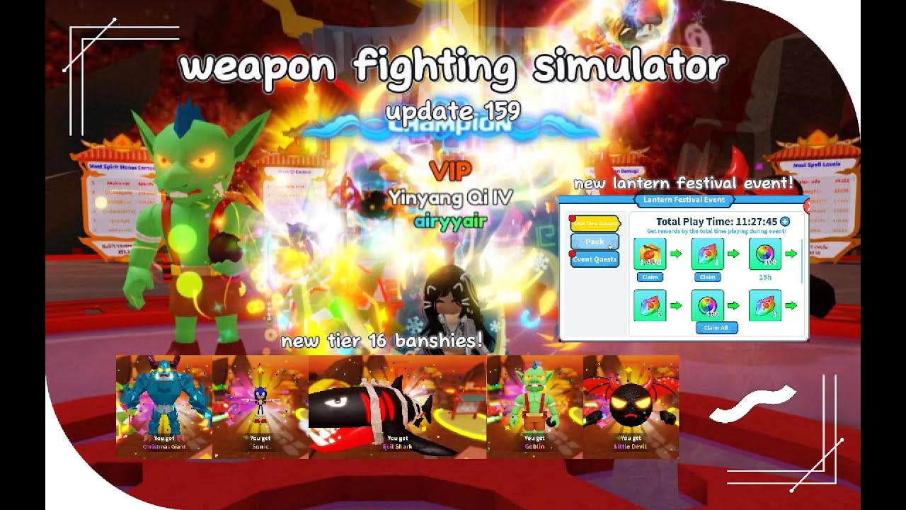 new UPDATE 159 in roblox weapon fighting simulator!