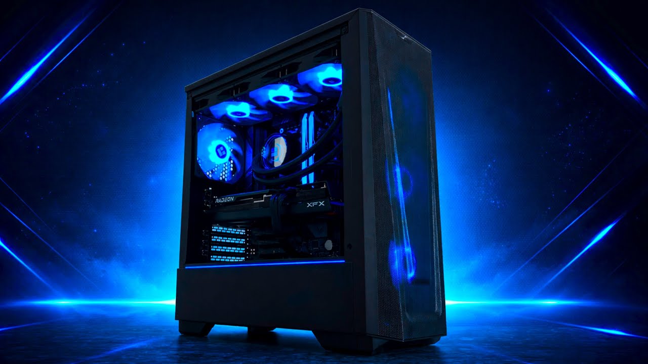 8 minutes of BUILDING a GAMING PC | BLACK/BLUE POV PC BUILD | RYZEN 5 7500F + XFX RX 7800XT