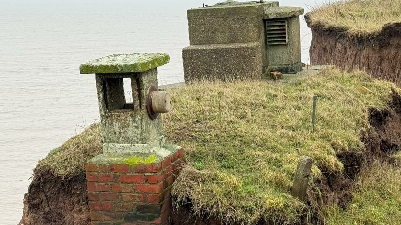 Tunstall Bunker falling into the sea, East Yorkshire 