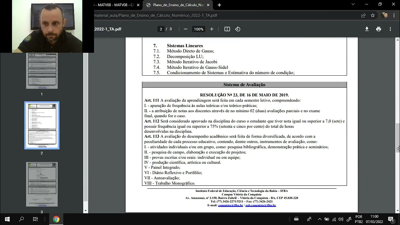 Apresentação dos Recursos Referentes à Disciplina Cálculo Numérico 2022.1 - IFBA VDC - Allan
