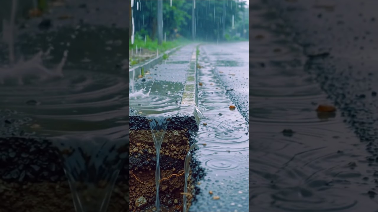Why Does Waterlogging Happen on Roads?#civilengineering#construction#waterlogging#drainage#road#ai