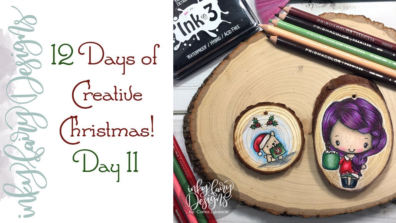 How to Color on Wood Slices with Colored Pencils for Day 11 of 12 Day of Creative Christmas