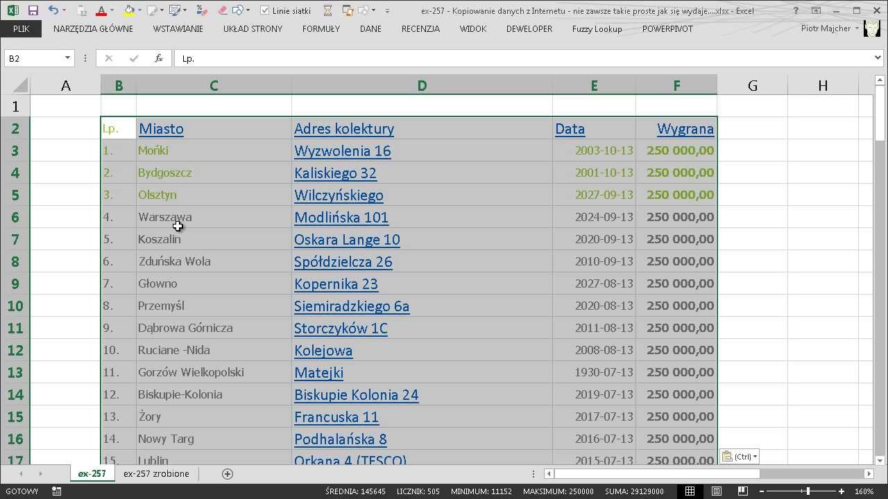 excel-257 - Kopiowanie danych z Internetu - nie zawsze takie proste jak się wydaje...