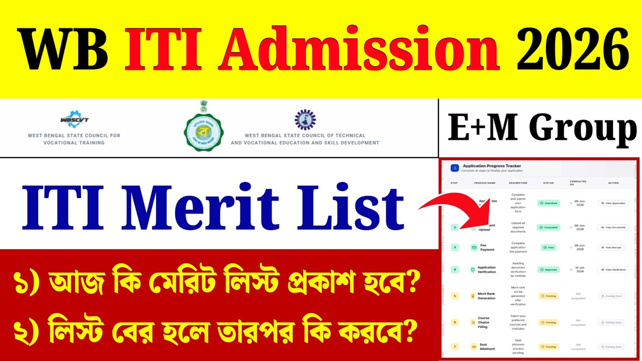 WB ITI Merit List 2026| ITI Rank Card 2026| WB ITI New Update 2026| ITI Merit List Date