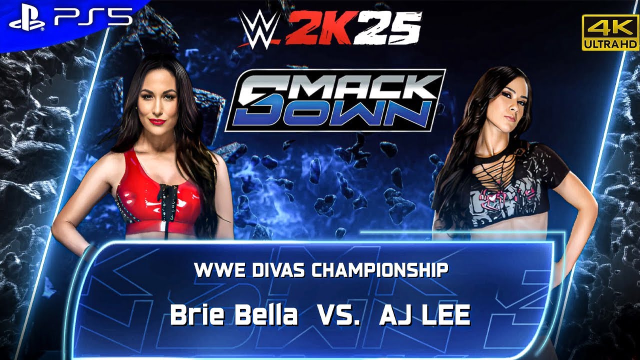 WWE 2K25 - Aj Lee vs. Brie Bella | Divas Championship at SmackDown | PS5™[4K60]