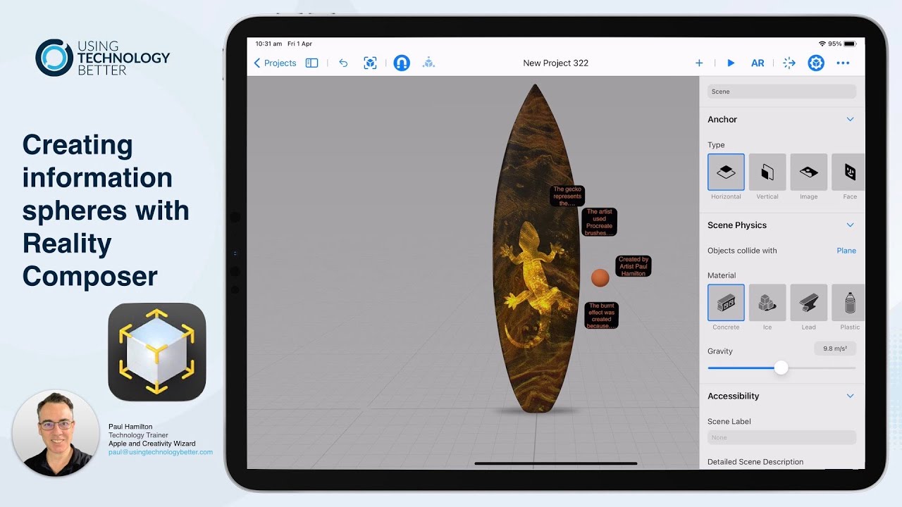 Creating information spheres with Reality Composer