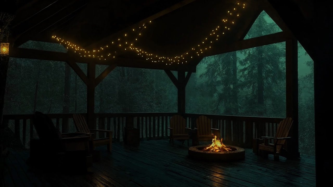 Gentle Rain Helps Reduce Stress & Promotes Restful Sleep | Crackling Fire & Tranquil Forest