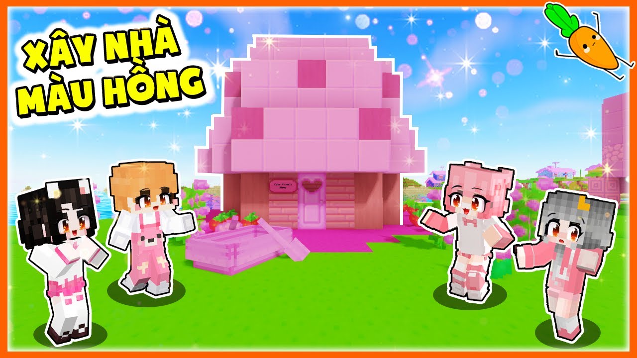 Kamui Và Hội Chị Em Thử Thách Xây Nhà MÀU HỒNG Trong Thế Giới Minecraft Màu Hồng