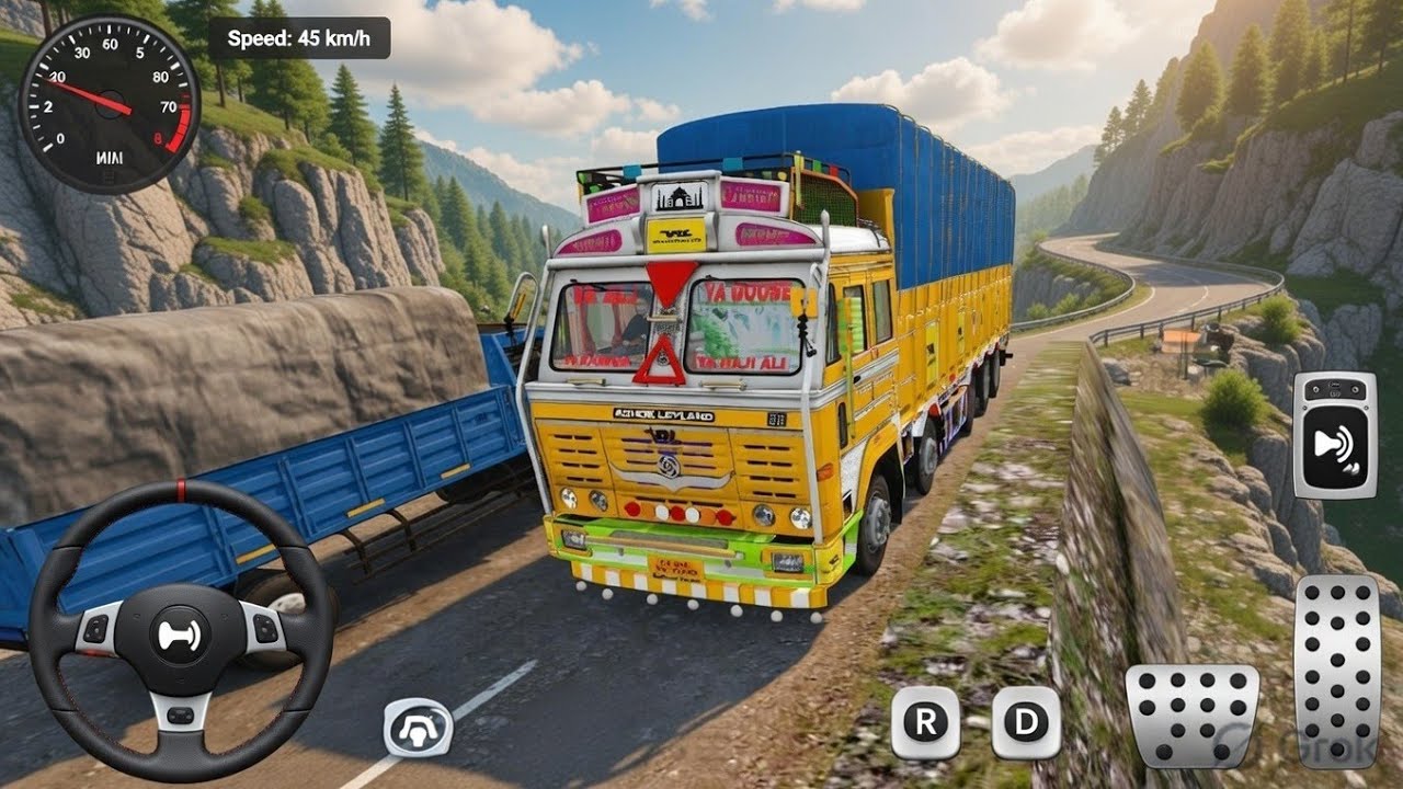 Ashok Leyland 12 Wheeler Lorry | Dengerous Hill Mountain Map 😱 | Bus Simulator Indonesia Gameplay 