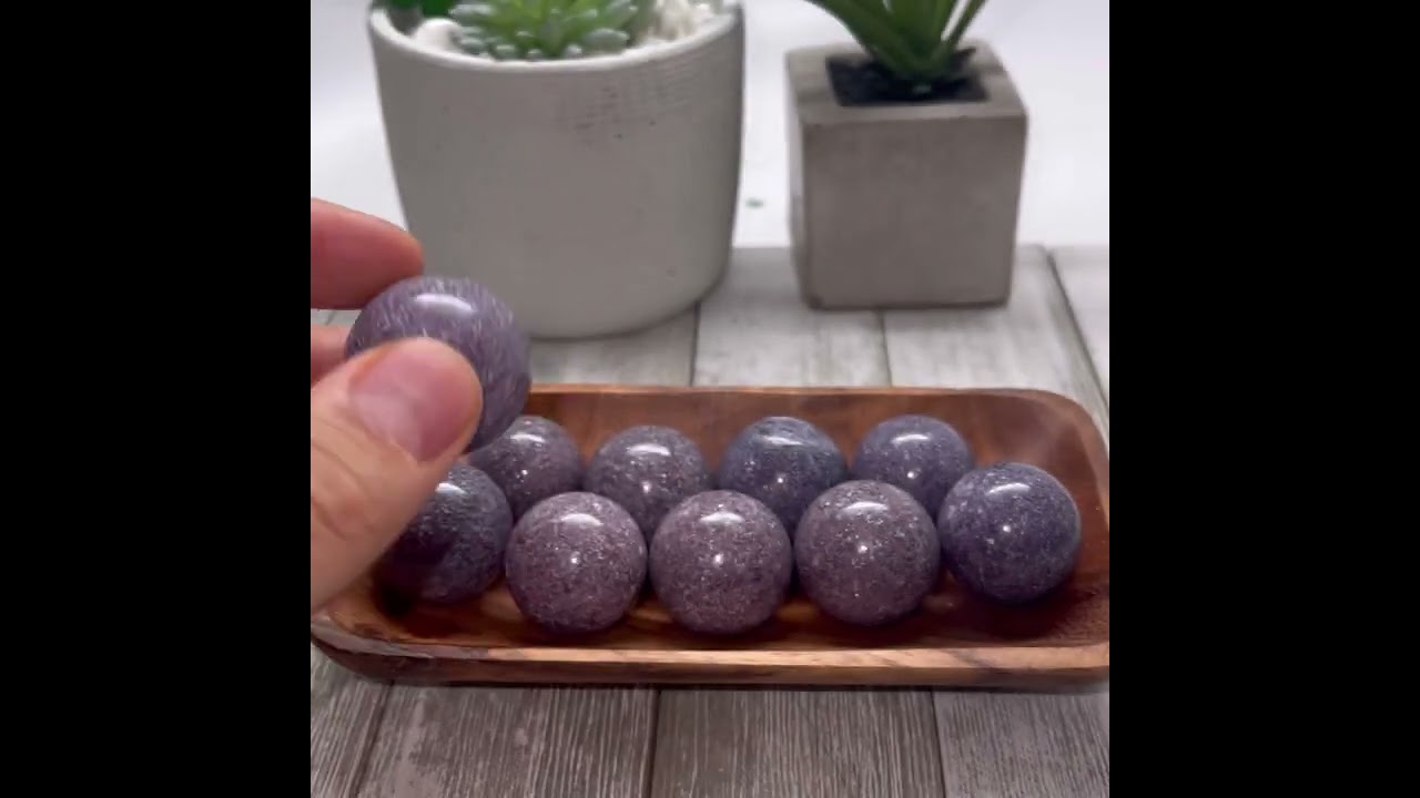 Lepidolite Mini Sphere, Natural Purple Mica Pocket Stone LMSR #Lepidolite