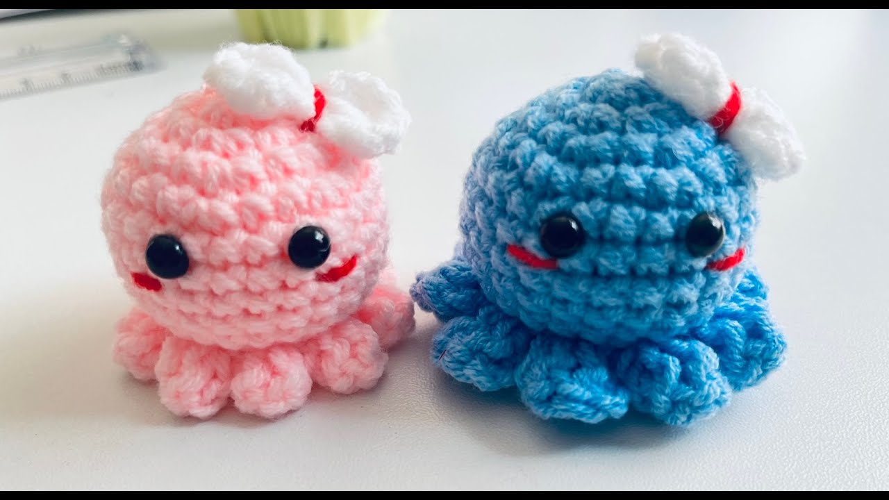 Crochet Mini Octopus Keychain tutorial | Pattern | Beginner Friendly