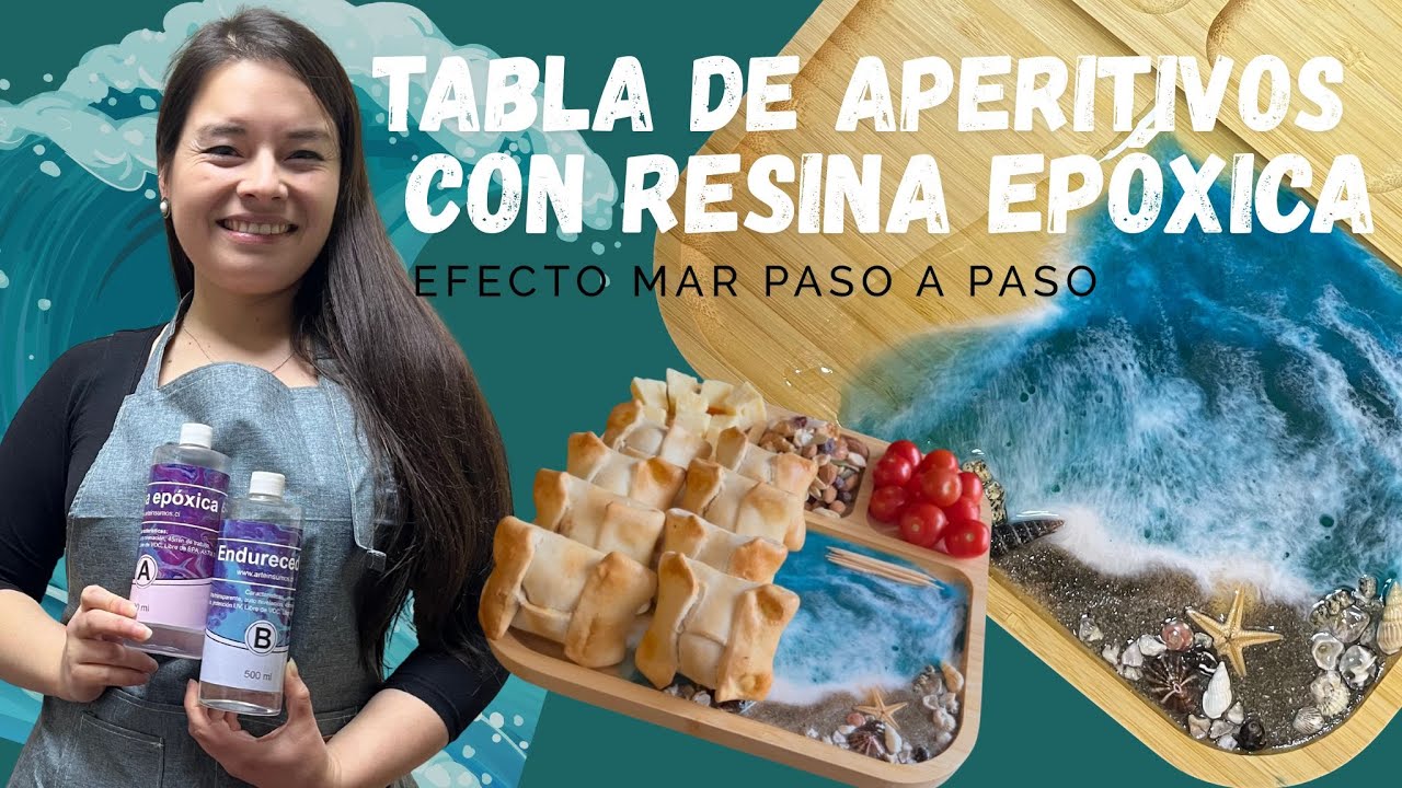 🎨 Cómo Decorar una Tabla de Picoteo con Resina Epóxica 🌊 Efecto Mar 🌟 DIY Paso a Paso