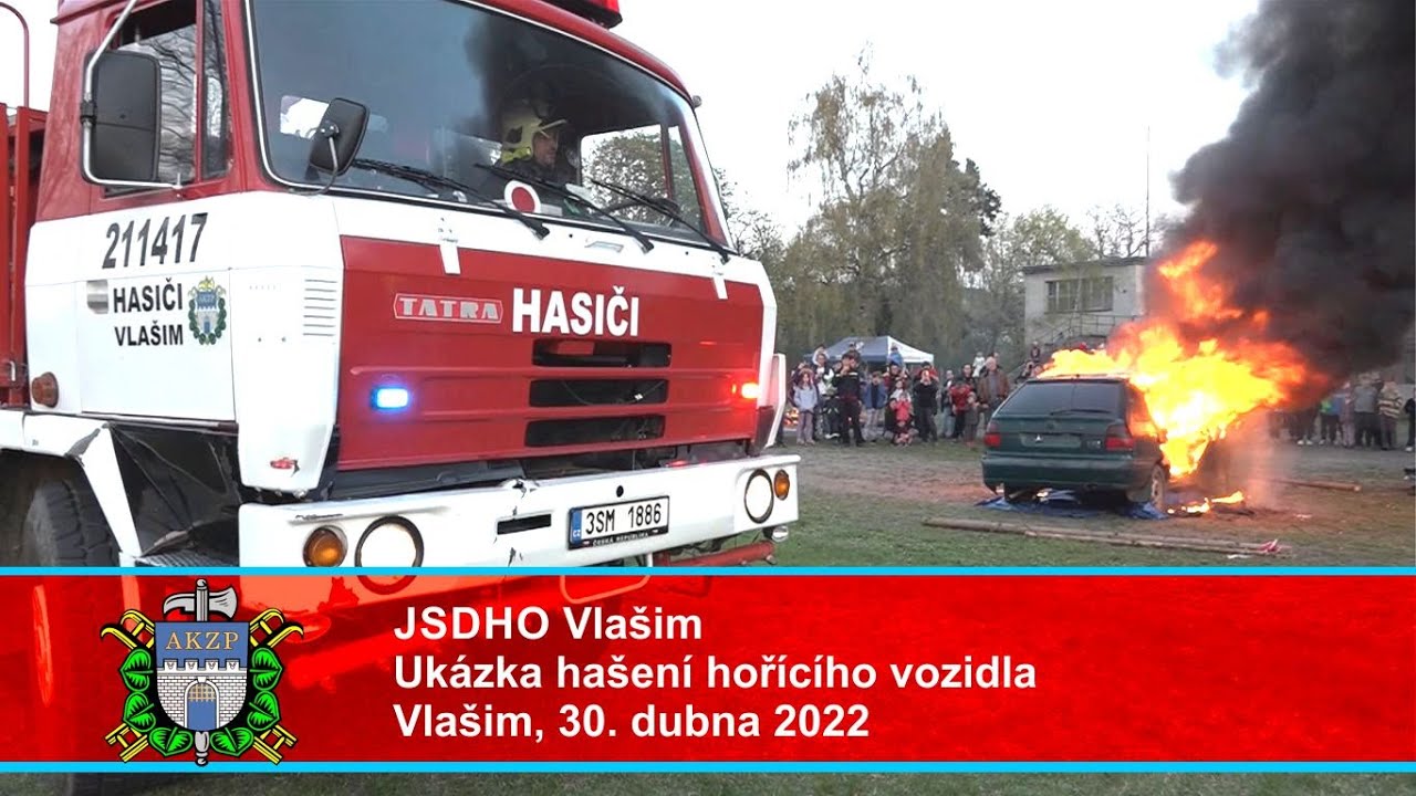JSDHO Vlašim - ukázka hašení hořícího vozidla