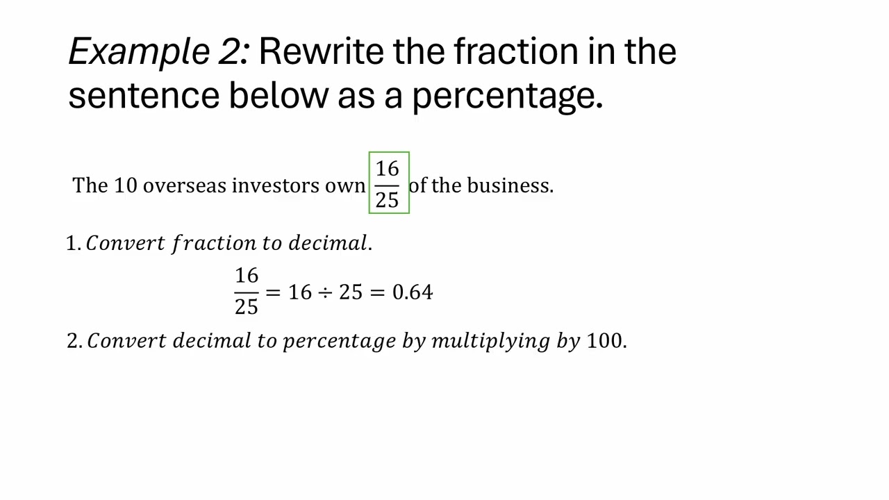 Converting a fraction to a percentage in a real world situation
