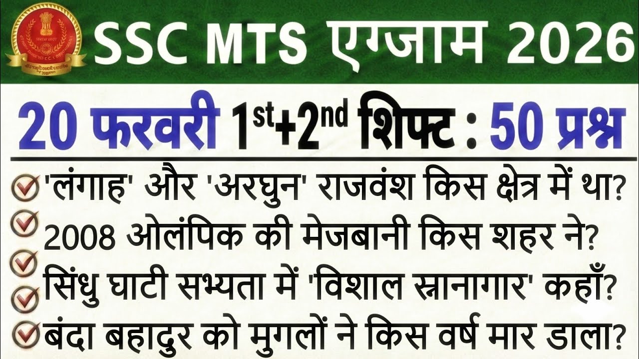 SSC MTS Analysis 2026 | SSC MTS Exam 20 February 1st +2nd Shift Analysis | SSC MTS Exam Review Today