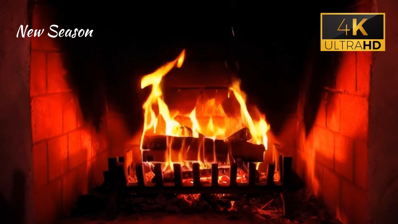 Fireplace 24/7 (12 HOURS) – Calming Crackling Fire Sounds | Cozy TV Background (4K)