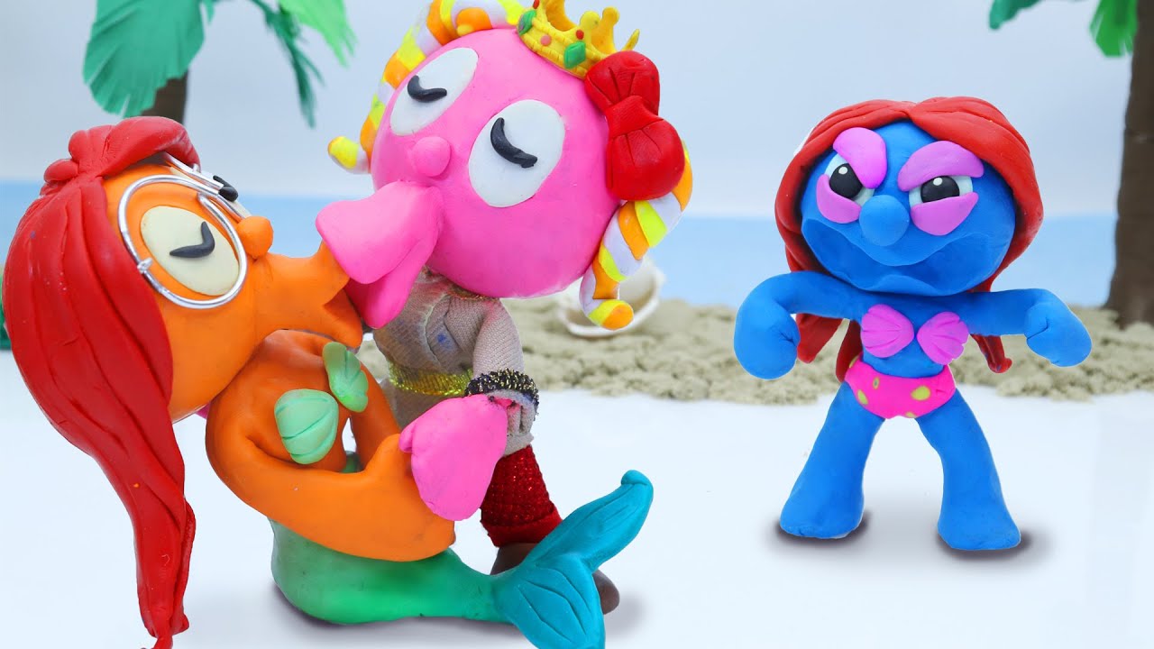 Fake Mermaid vs Real Mermaid - The Jealous Transformation Challenge 💙🌈Stop-Motion | Clay Mixer Heroe