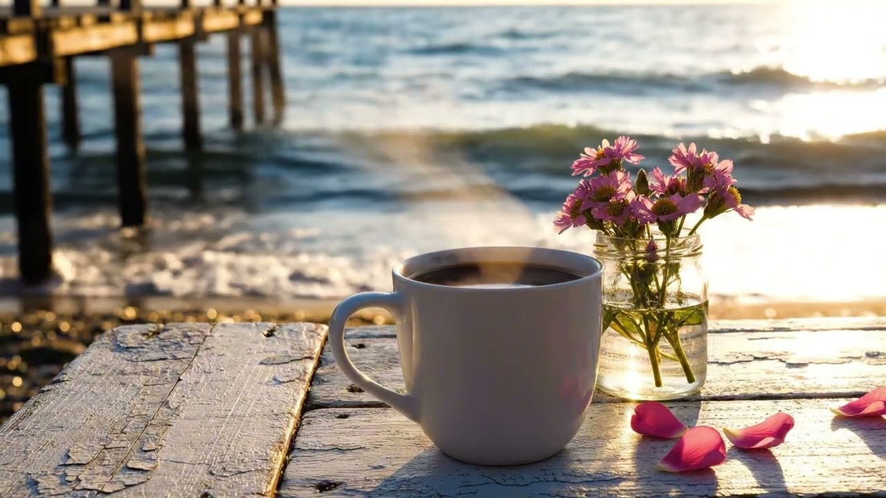 Bossa Nova Beach Cafe | Coffee Jazz & Ocean Waves for Relaxing Tropical Vibes Music Ambiance
