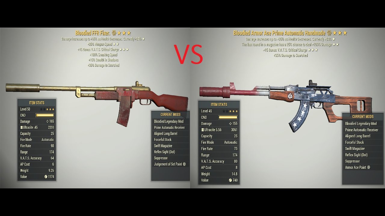 Fallout 76: Bloodied Fixer VS Handmade.