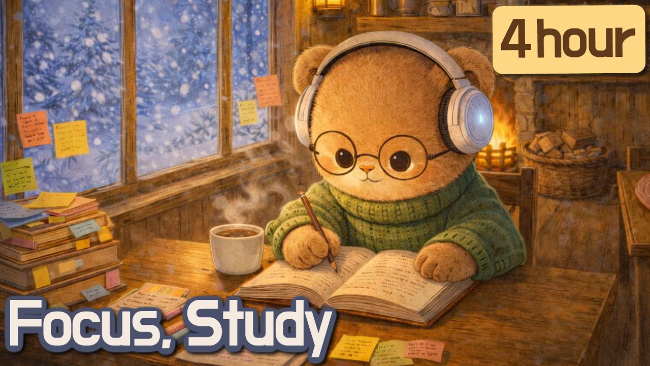 4hour_Snowy Day Focus ❄️ Cozy Winter White Noise for Study & Work