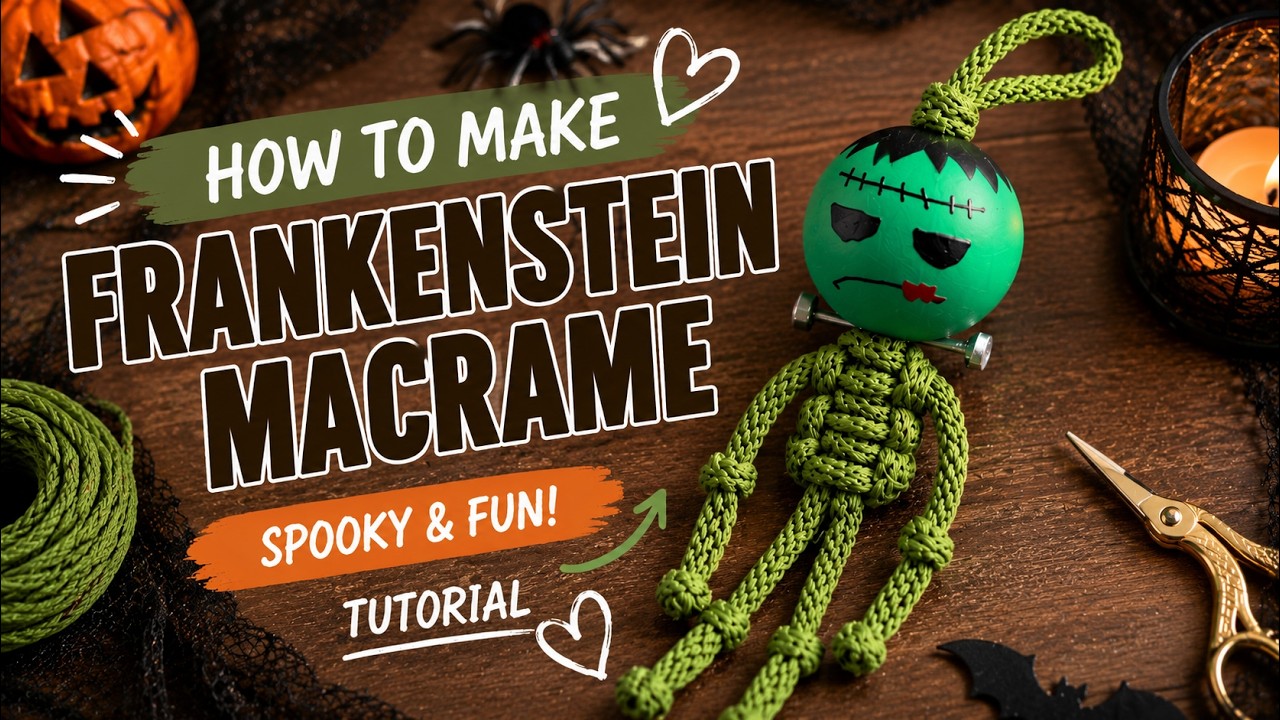 DIY Macrame Frankenstein Keychain | Easy Halloween Craft Tutorial