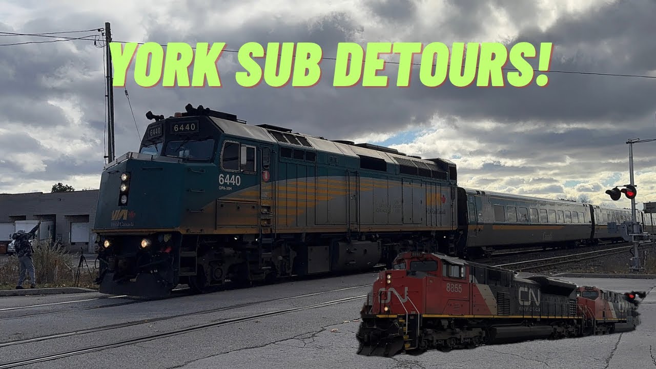 (объездные маршруты VIA Rail) VIA P40, CN G846, M306, VIA P64 и Q106 на станции George’s Trains в...
