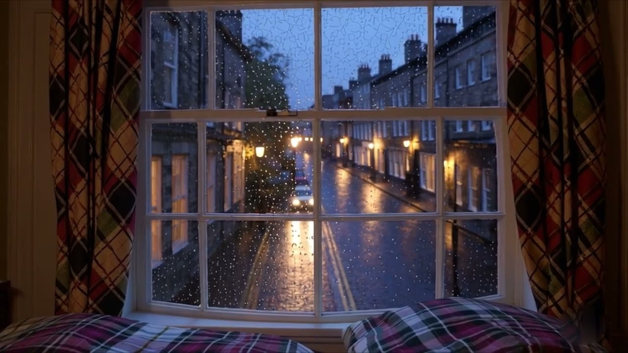 4 Hours of Rainy Edinburgh Night 🌧️ Cozy Bedroom Sounds for Deep Sleep