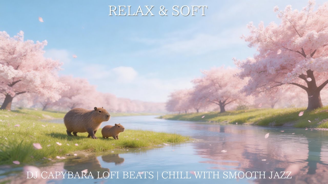 🌸 SAKURA LOFI BEGINS: Peaceful Capybara 癒しの交際 Lofi 読書/リラクゼーション/睡眠 ホワイトノイズHealing companionship