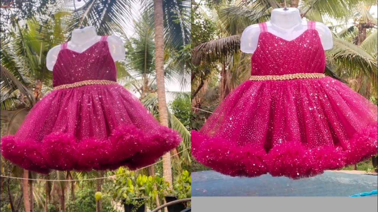 2 yr baby frock cutting and stitching/@Latest cindrella frock/Designer net frock/Party wear dress