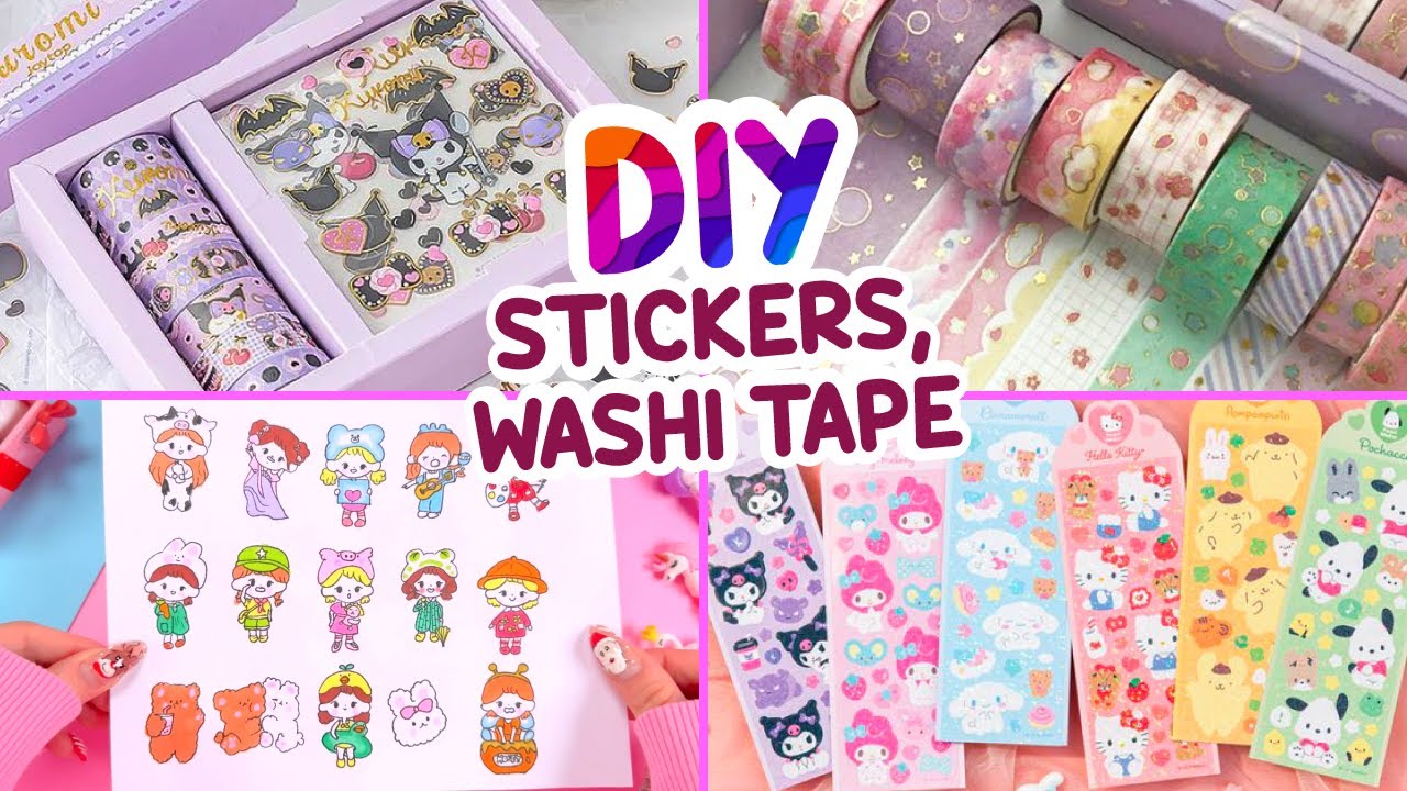 DIY STICKERS and WASHI TAPE CRAFTS - Kuromi Stickers - EASY STICKER DIY METHODS