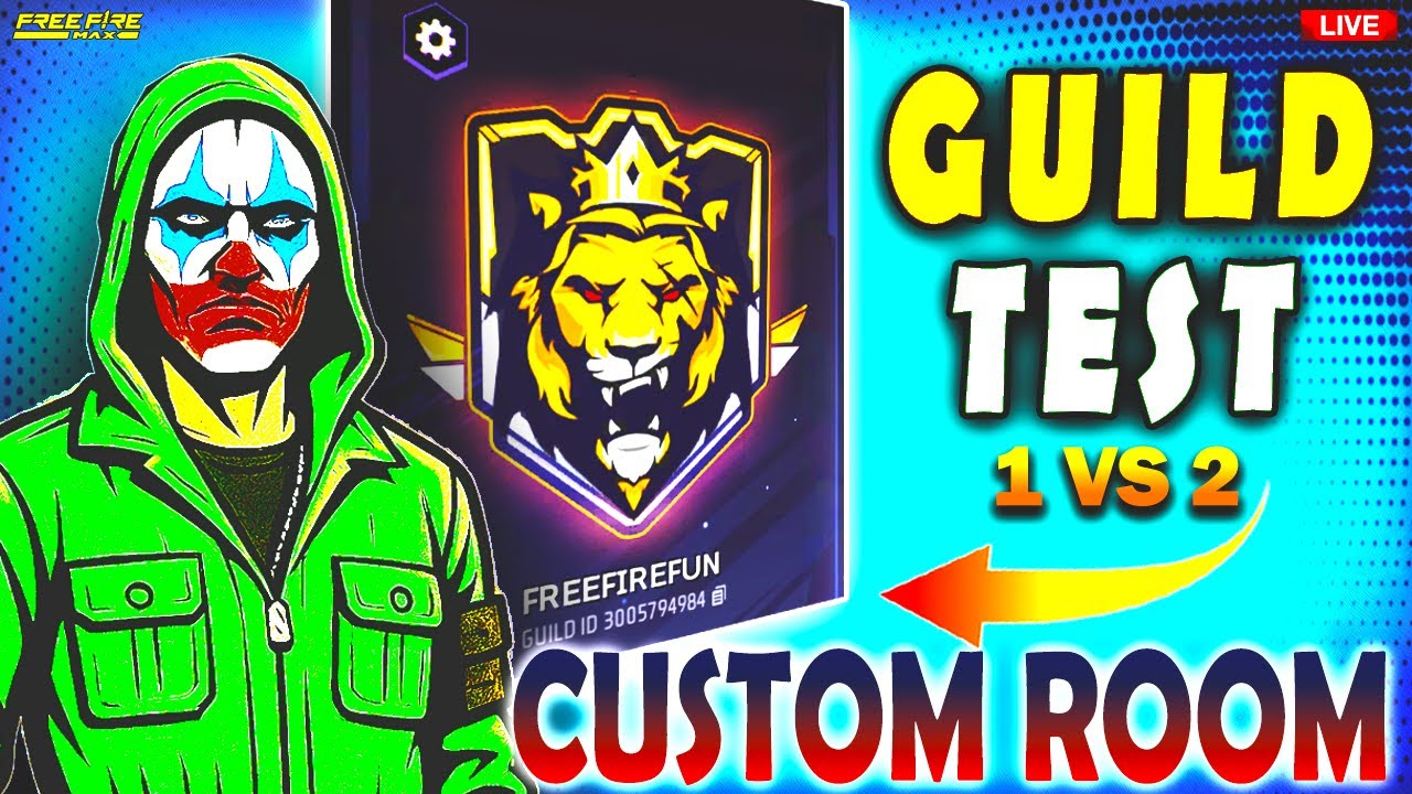 Free Fire Live &ndash; Guild Test 1vs2 Custom Room Challenge | Insane Fights