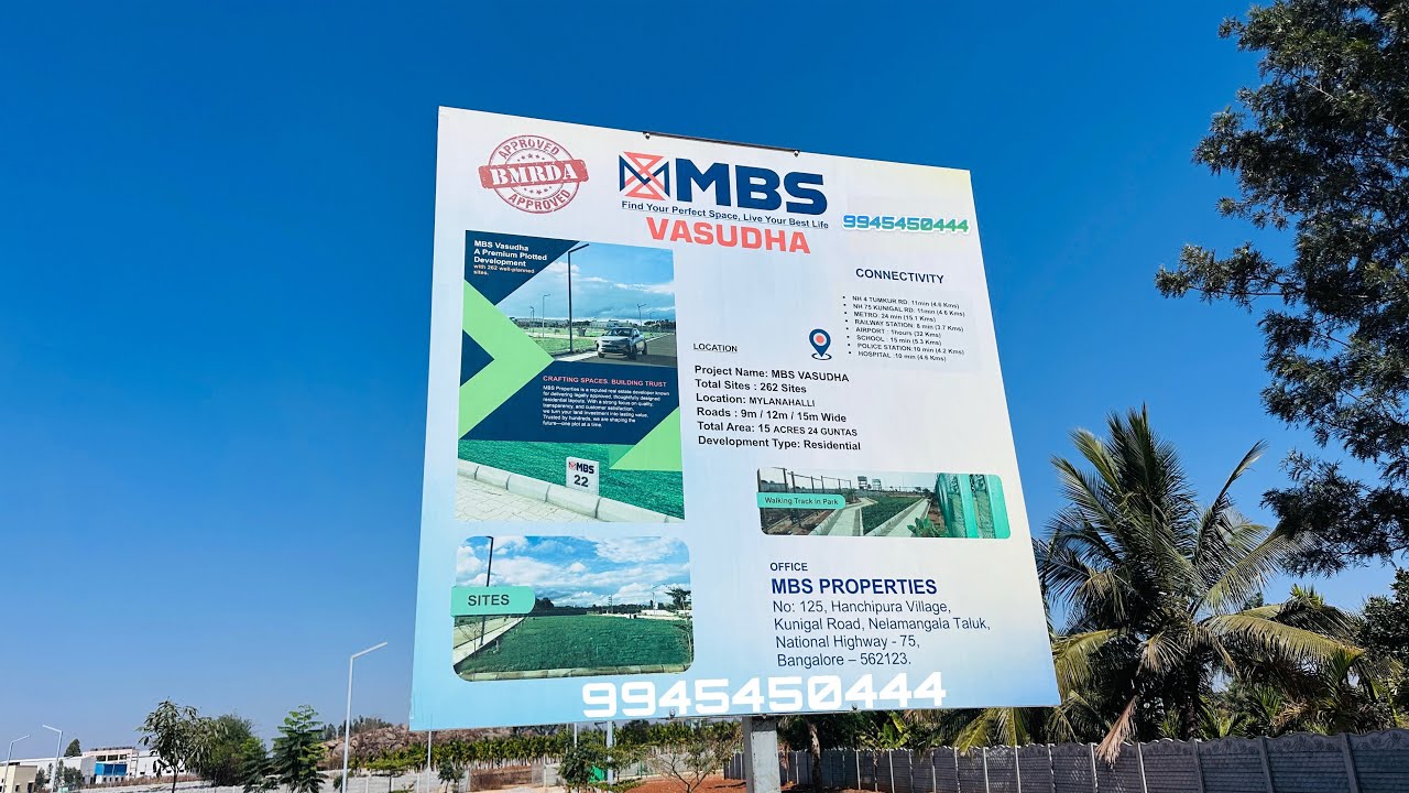 MBS properties Nelamangala BMRDA approved sites 9945450444 mylanahalli 