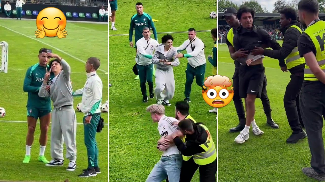 🤯 Fans Invaded the Pitch to Takes Selfie with Cristiano Ronaldo during Training Ahead of EUR0 2024