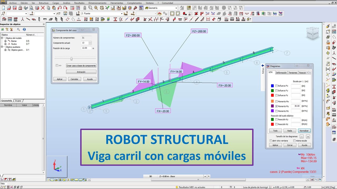 Como calcular una viga carril en Robot Structural y usando cargas móviles