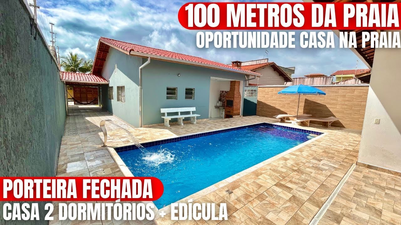 CASA PORTEIRA FECHADA 3 DORMITÓRIOS COM PISCINA A VENDA EM ITANHAEM 100 METROS DA PRAIA