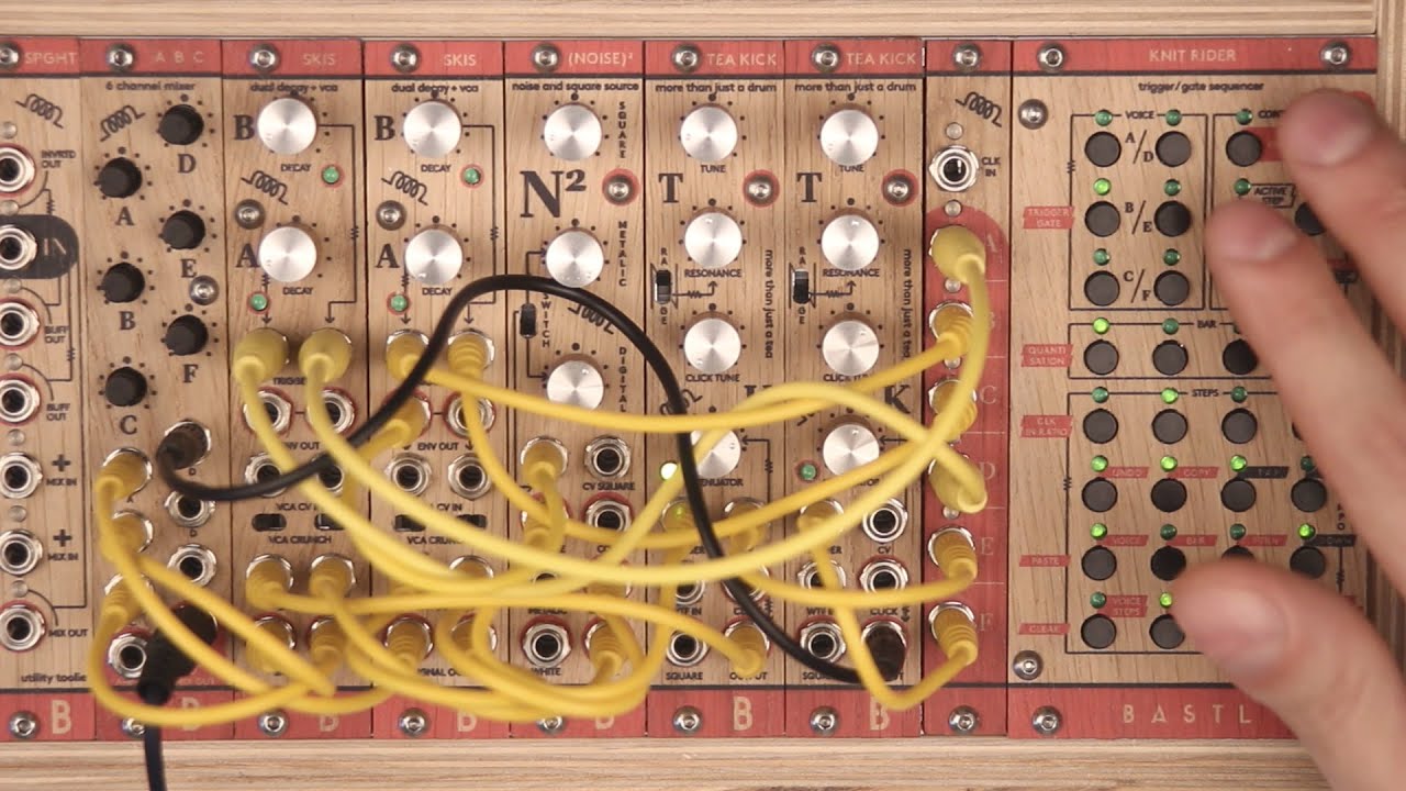 Modular Drum machine - TEA KICK, NOISE SQUARE and SKIS demo, Bastl Instruments modular