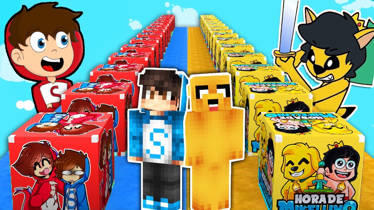 DESAFIO DE LOS LUCKY BLOCKS DE MIKELLINO VS SPARTOR 😍😱 CARRERA LUCKY BLOCK CON LOS COMPAS  Sparta356