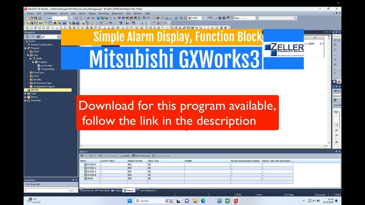 Mitsubishi Alarm Management Fault Display creating a Function Block #3
