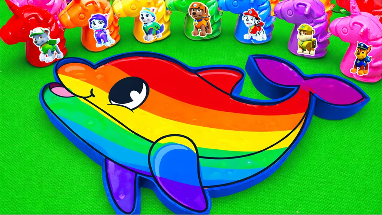 How To Make 🌈🐬 Rainbow Dolphin Bathtub From Mixing Slime in CLAY Paw Patrol Unicorn Satisfying ASMR
