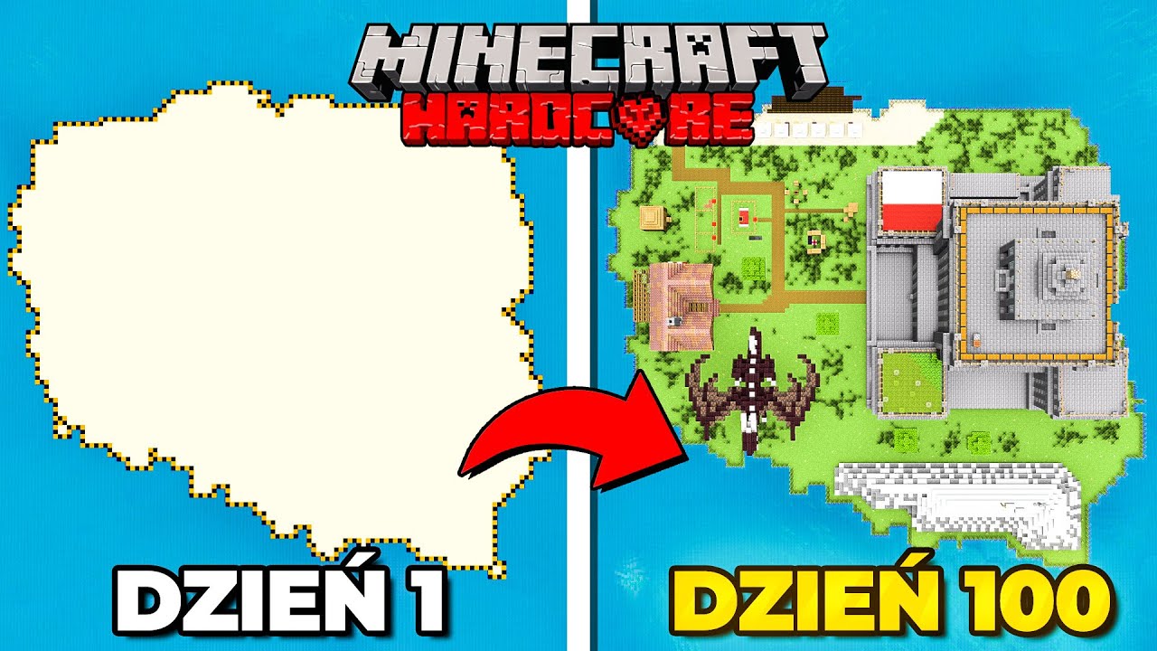 Przetrwałem 100 DNI w MINECRAFT HARDCORE na POLSKIEJ WYSPIE!