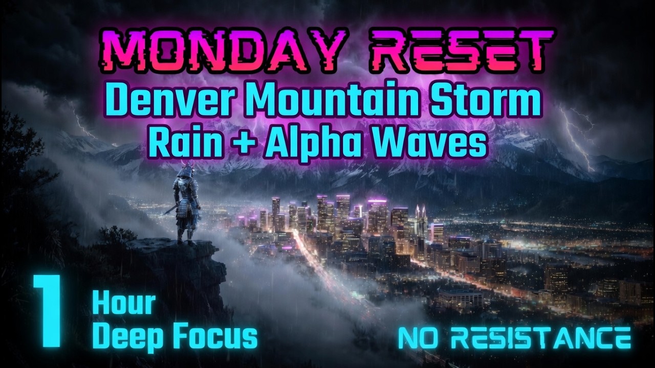 MONDAY RESET: Denver Mountain Storm Rain with Alpha Waves –Deep Focus & Productivity Ambience 1 Hour