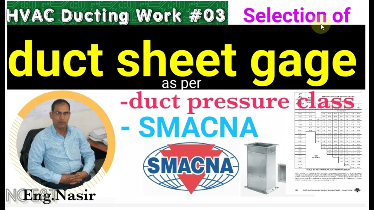 35-how to select duct sheet thickness & gage as per SMACNA, duct sheet gauge calculation, eng. nasir