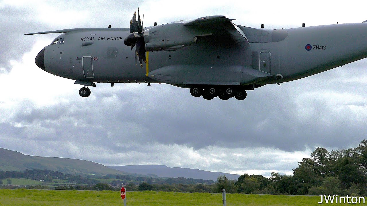 Cobra Warrior 2025 | TACTICAL RAF Airbus A400 Atlas ZM413 landing at Carlisle Airport 4K