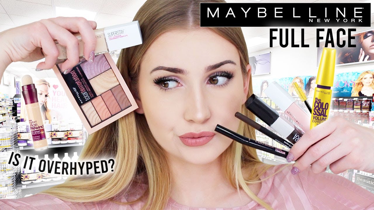 FULL FACE USING ONLY MAYBELLINE MAKEUP !!