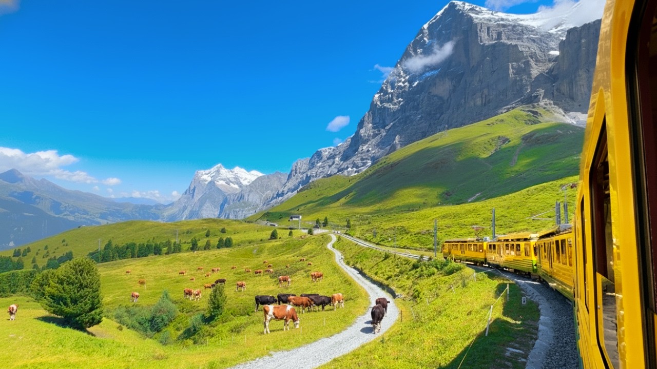 Самый живописный горный поезд в мире! | 🇨🇭 Интерлакен — Кляйне-Шайдегг