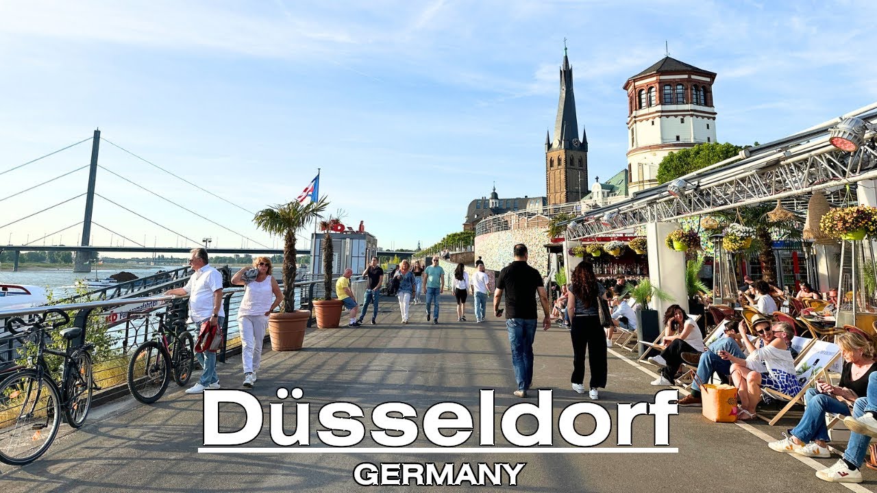 Sunday Evening Walk in Düsseldorf Germany [ 4K ] | Old Town & Rhine Promenade