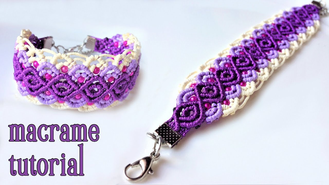 Macrame bracelet tutorial: The purple sunset