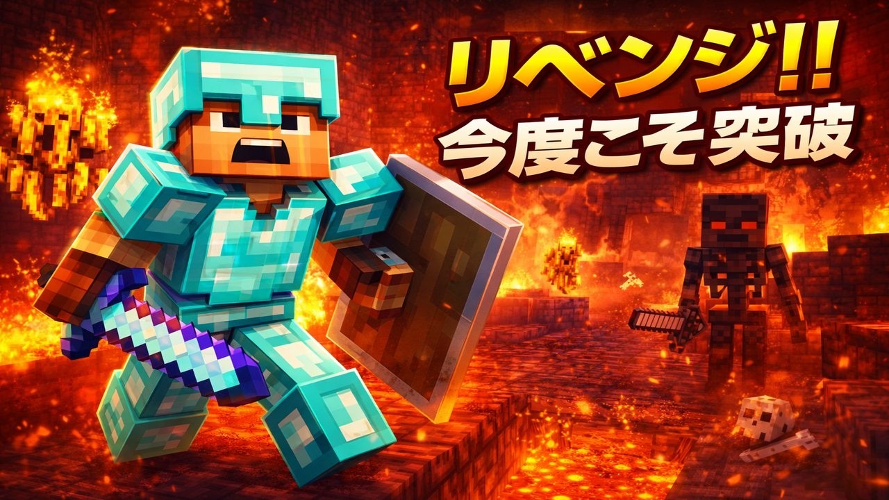 リベンジするぞ！！　#マインクラフト 　#廃要塞　#初心者向け　#これだけやってれば大丈夫　#マイクラ統合版　#マイクラサバイバル