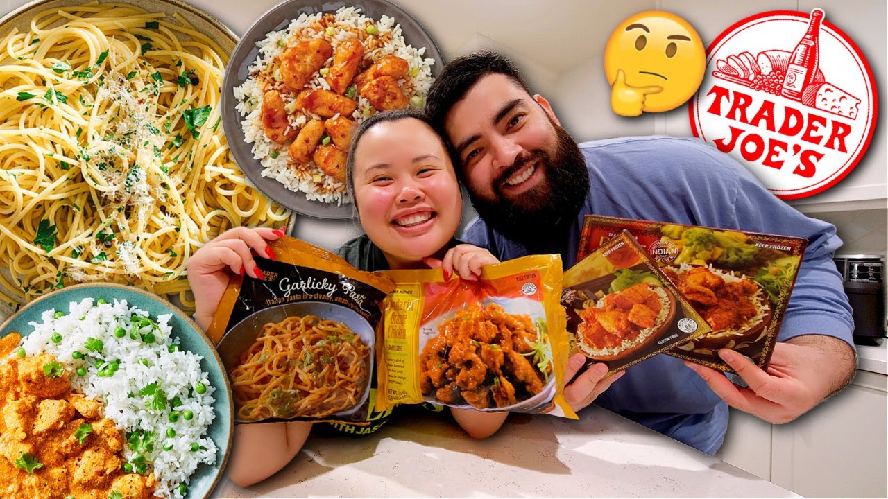 Trader Joe's Mukbang (Chicken Tikka Masala, Orange Chicken, Garlicky Pasta, etc!) 먹방 Eating Show!