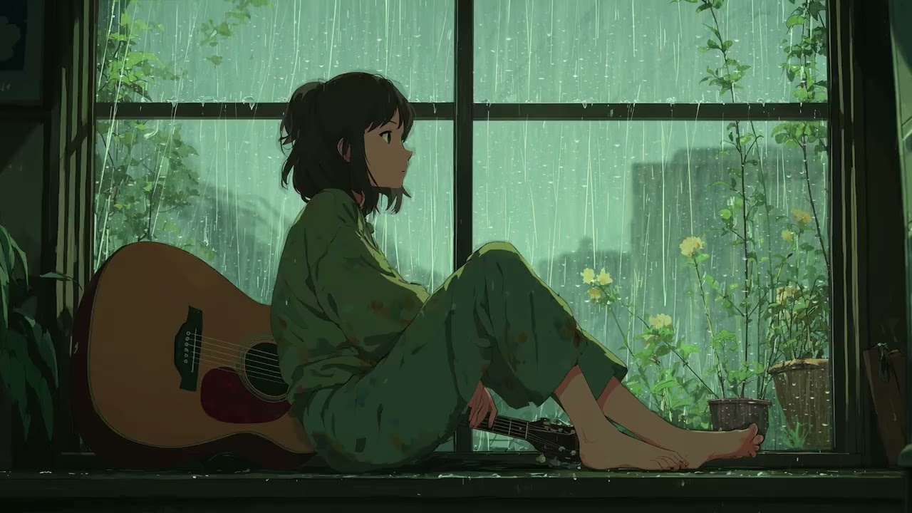 3 Hours Soft Rain at Night with Gentle Music – Relaxing Sleep Ambience